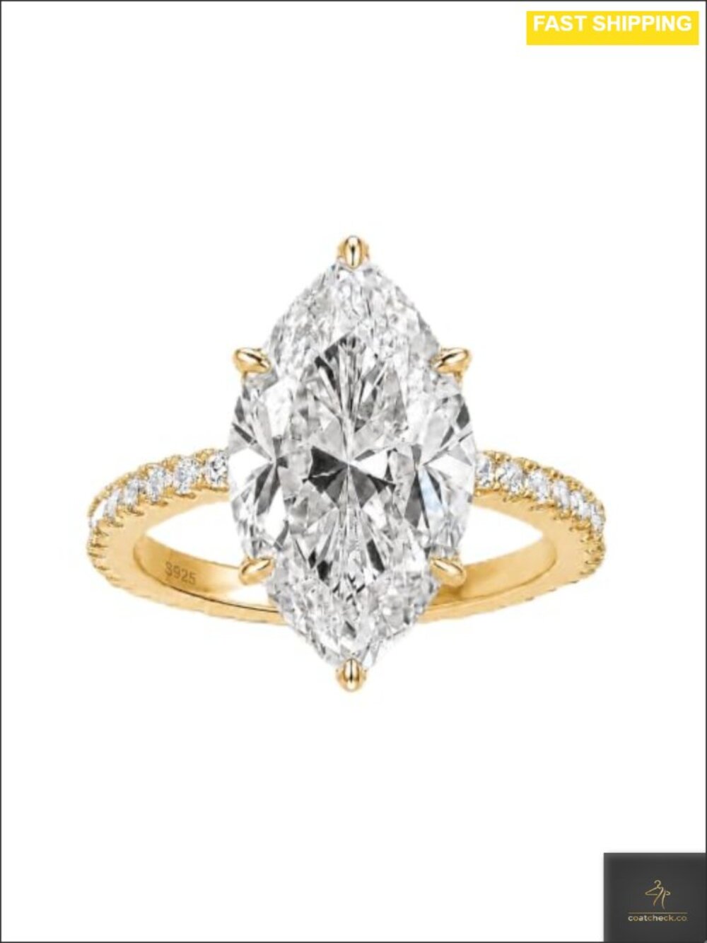 S925 Sterling Silver 3.5CT Marquise Cut Promise Ring
